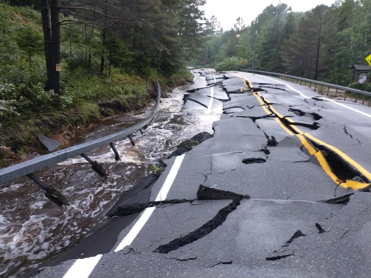 A washed out road
