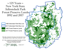 Map: New York State Adirondack Park Forest Preserve Lands 1892 and 2002